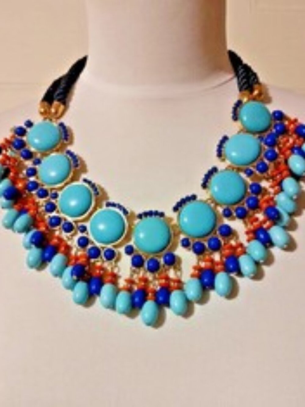 BANANA REPUBLIC Moroccan Memories Bohemian Tribal Cabochon Peacock Necklace
